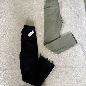 MOTHER Straight Leg Jeans in Black and Sage - size 27 - one NWT!